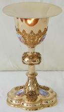 Solid silver gilt antique French Gothic Chalice.